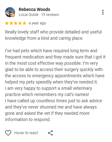Review reporting lovely staff, kind and caring team.